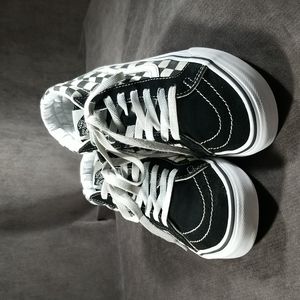Vans Sk8-Mid Reissue Black Whitne Checkerboard Sneakers G- US M7 W8.5